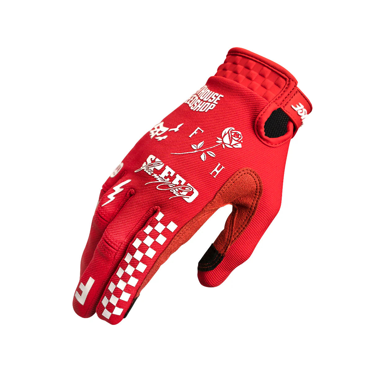 bicycle stem control-Fasthouse Burn Free Speed Style MTB Glove - Youth - Red