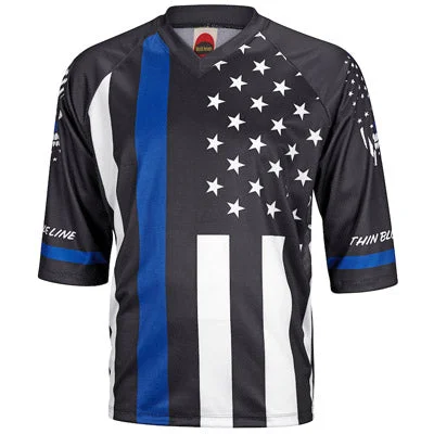 bicycle pedal grip-Wrldjry Thin Blue Line Mtb Sm Mens Mtb Thin Blue Line Jersey  Apparel