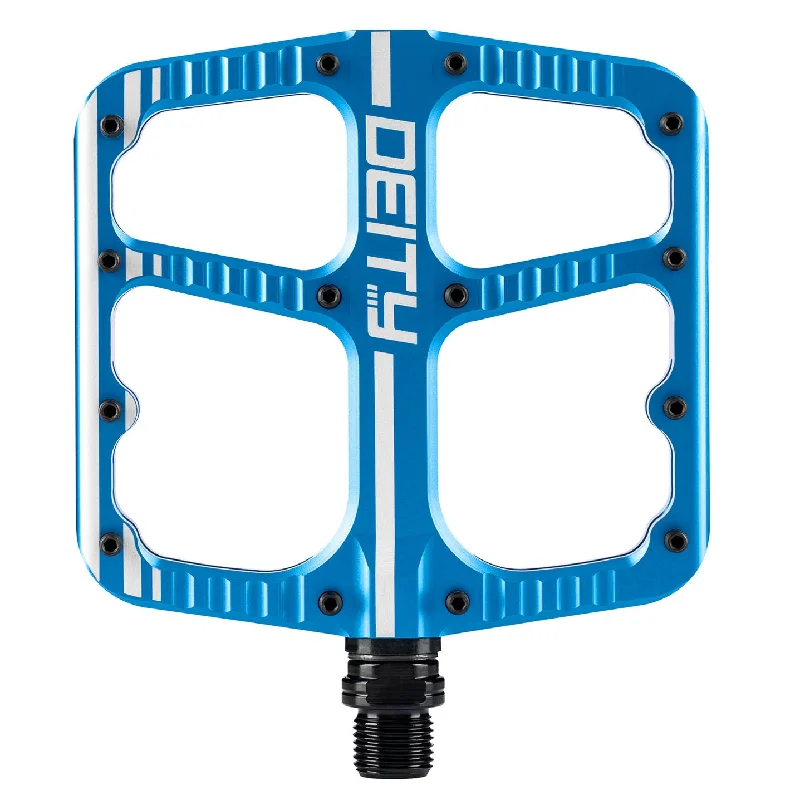 bicycle tire innovation-Deity Flat Trak Pedals Blue