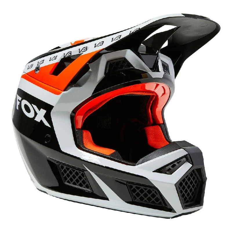 bicycle frame vibration-FOX V3 RS DVIDE HELMET - BLACK/WHITE/ORANGE