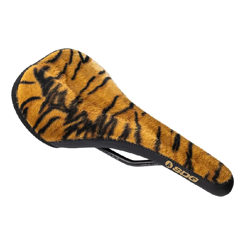 bicycle saddle customization-SDG Bel-Air V3 Traditional Saddle Lux Rails Tiger Print