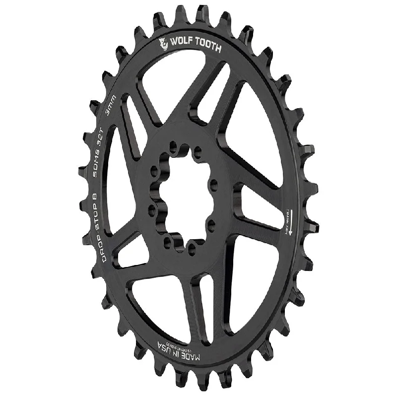 bicycle pedal balance-Wolf Tooth Direct Mount Chainring - 36t SRAM Direct Mount Drop-Stop B For SRAM 8-Bolt Cranksets 3mm Offset BLK