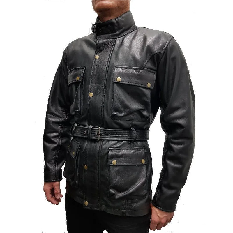 bicycle pedal friction-TENTENTHS MARTIN LEATHER JACKET - BLACK