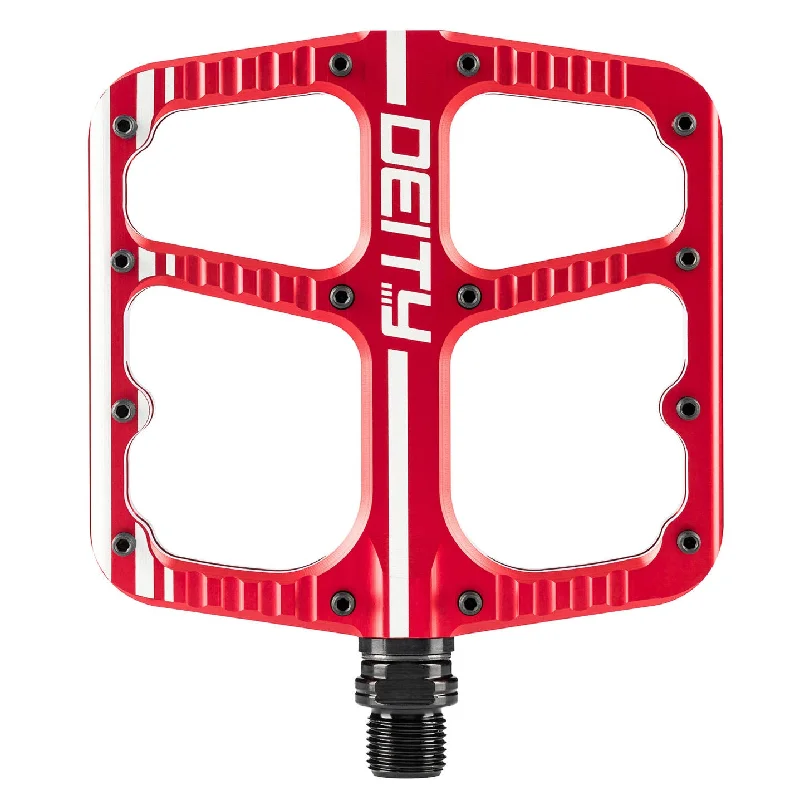 bicycle handlebar innovation-Deity Flat Trak Pedals Red