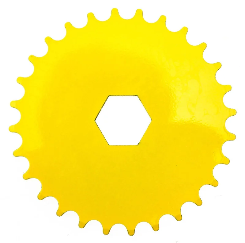 bicycle gear balance-Hex Mount Bike Chainring 28T 1/8" 176g Yellow Steel Kid's Youth BMX New