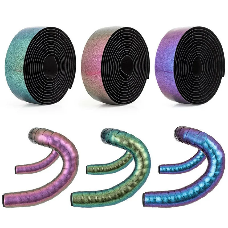 bicycle seatpost vibration-2pcs Chameleon Color Road Bike bar Tape EVA PU Bicycle Handlebar Tape Breathable Sweat Anti-Skid Shock Absorber Wrap Tape 2150mm