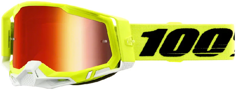 bicycle sidewall handling-100% Racecraft 2 Goggles - Flourescent Yellow/Red Mirror