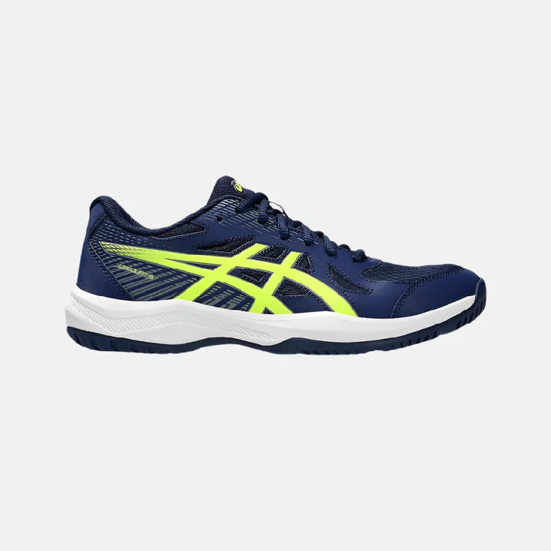 bicycle valve precision-Asics Upcourt 6 Men's Badminton Shoes -Blue Expanse/Safety Yellow