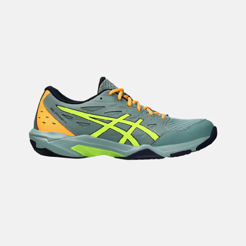 bicycle shoe control-Asics GEL-ROCKET 11 Men's Badminton Shoes -Celadon/Safety Yellow