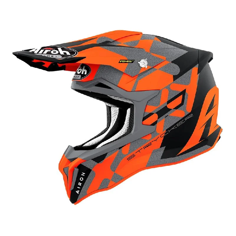 bicycle pad absorption-AIROH STRYCKER HELMET - 'XXX' ORANGE MATT