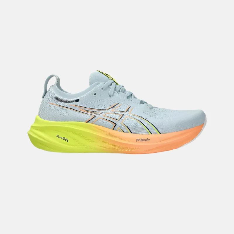 bicycle rust resistance-Asics Gel-Nimbus 26 Paris Men's Running Shoes - Cool Grey/Safety Yellow