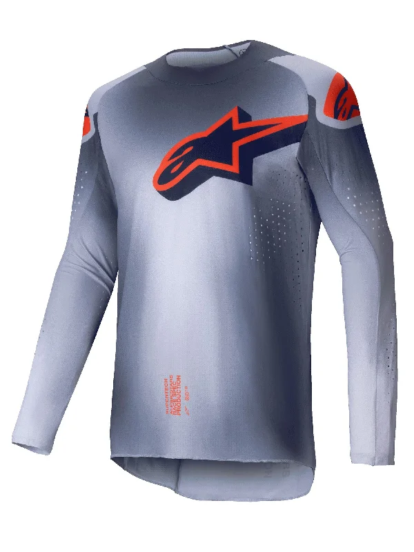 bicycle stem customization-ALPINESTARS 2025 SUPERTECH LIPAN JERSEY - GREY ORANGE FLUO