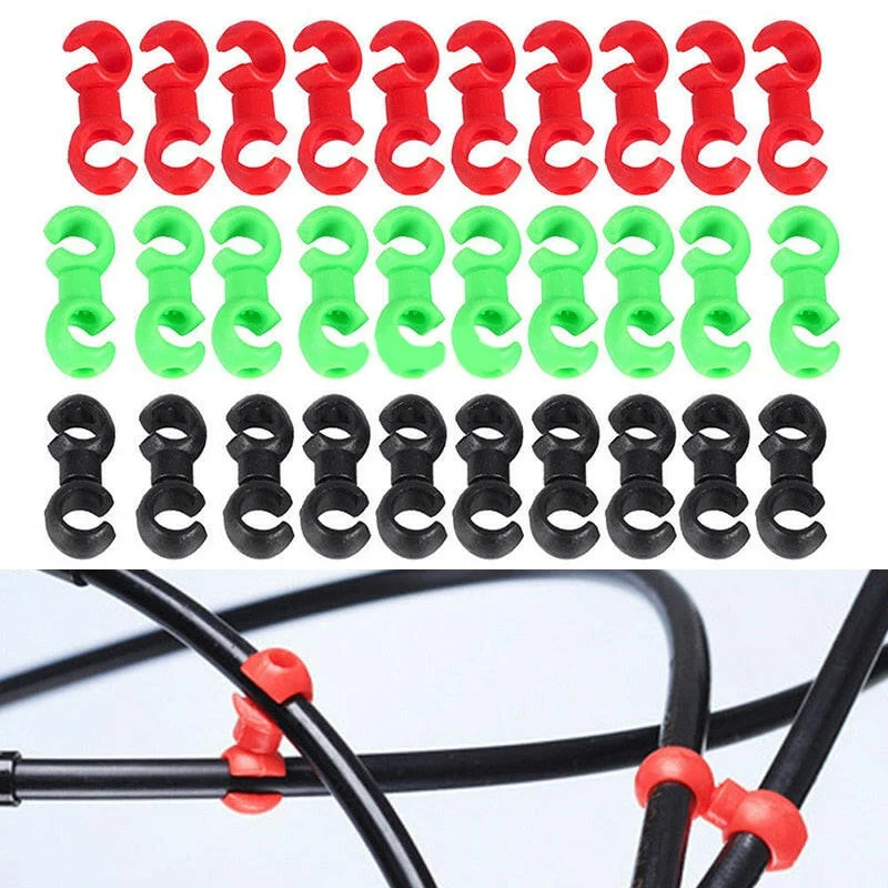 bicycle brake friction-10PCS S Shaped Clips Plastic Hook Clips Rotating Bike Brake Gear Cross Cable Tidy Clip Tool Bike Accessories