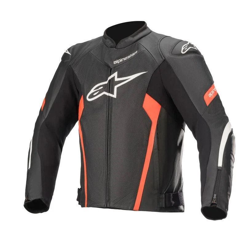 bicycle sidewall resistance-ALPINESTARS FASTER V2 AIRFLOW LEATHER JACKET - BLACK/FLUO RED