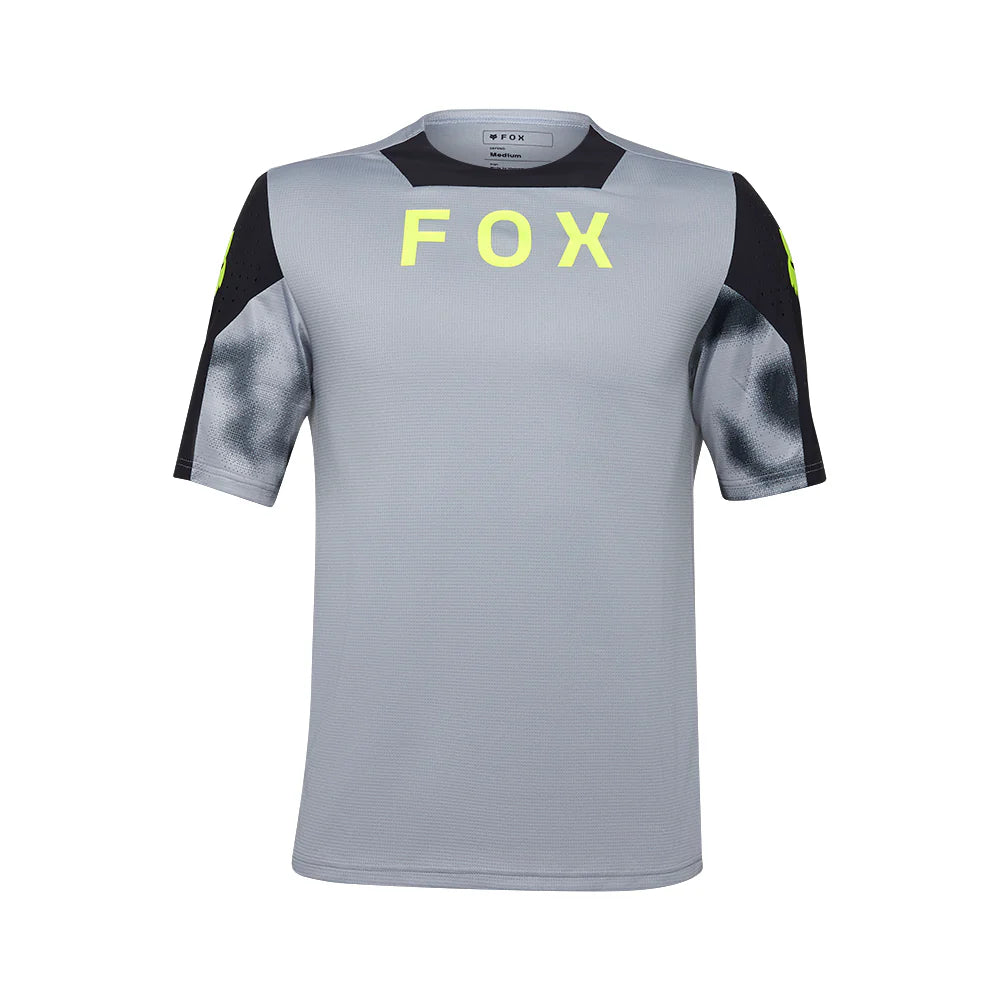 bicycle tool adjustment-Fox Racing Defend Short Sleeve MTB Jersey - Taunt - Steel Gray