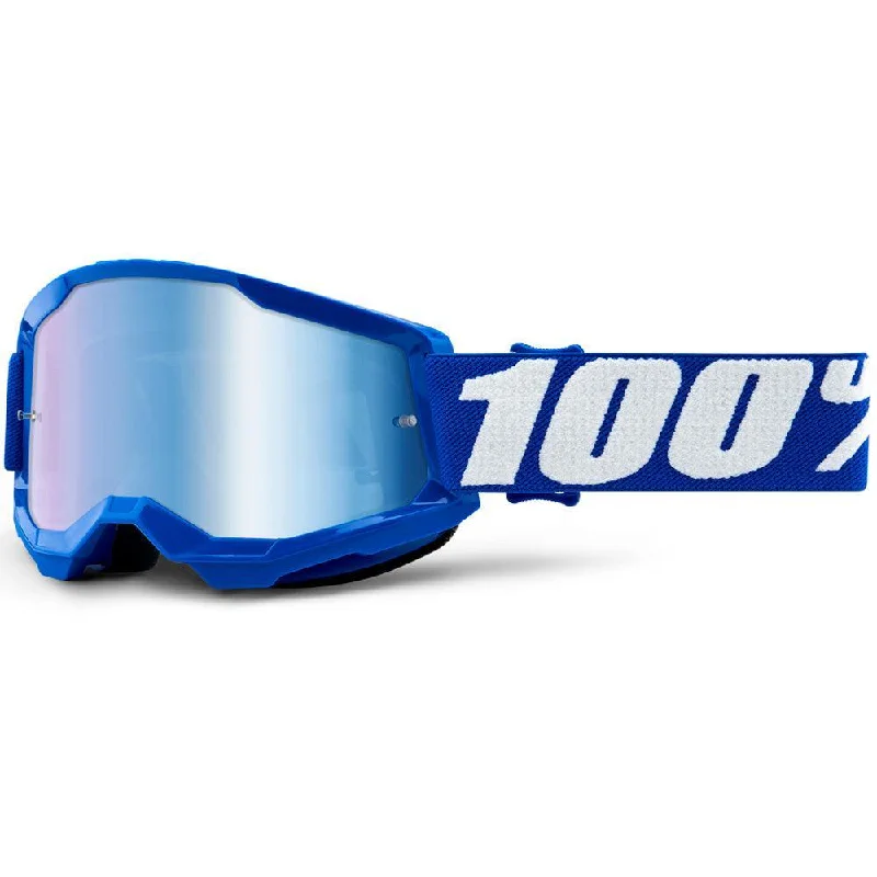 bicycle sidewall traction-100% 2021 STRATA 2 YOUTH GOGGLE - BLUE (BLUE MIRROR)