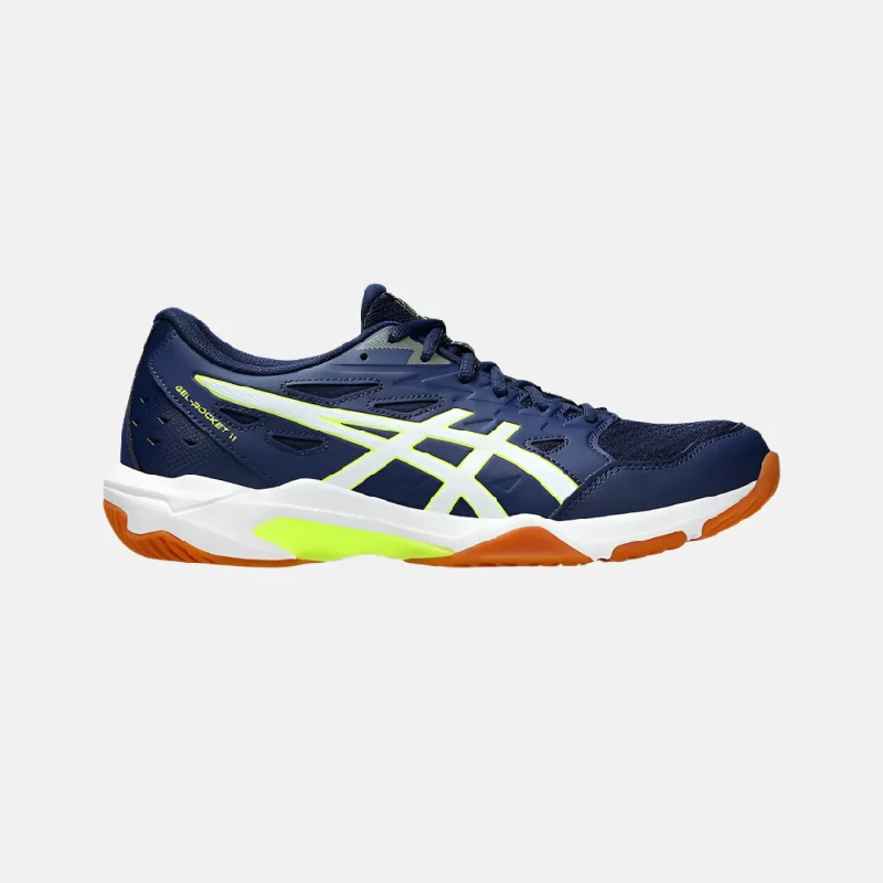 bicycle seatpost control-Asics GEL-ROCKET 11 Men's Badminton Shoes -Blue Expanse/Safety Yellow