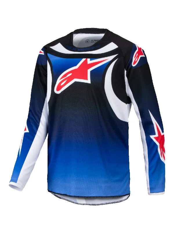 bicycle shoe tuning-ALPINESTARS 2025 YOUTH RACER WURX JERSEY - BLUE BLACK