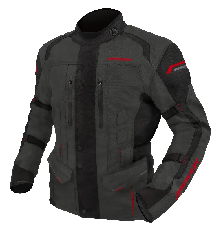 bicycle lever noise-DRIRIDER COMPASS 4 JACKET - GREY/BLACK/RED