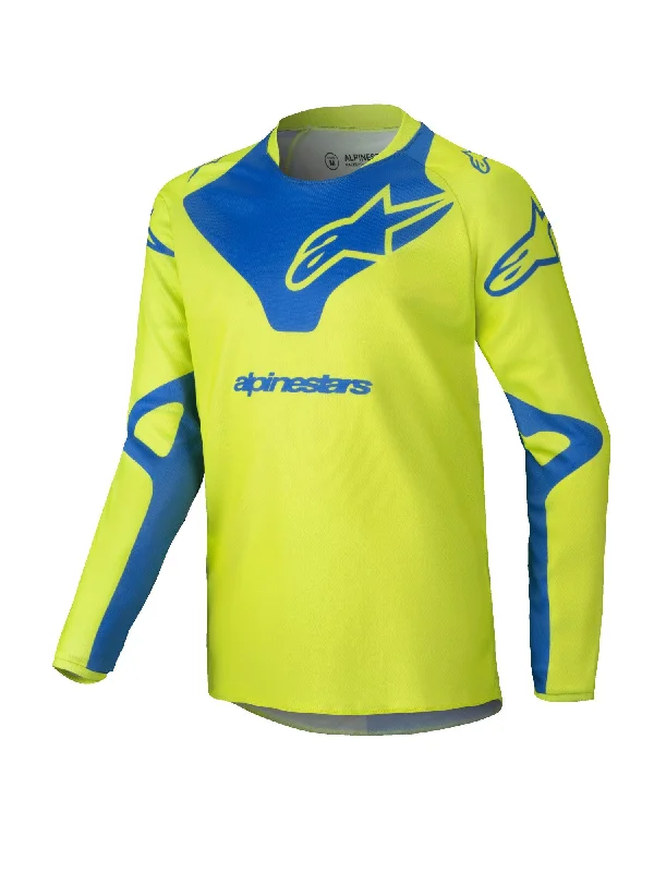 bicycle rust calibration-ALPINESTARS 2025 YOUTH RACER VEIL JERSEY - YELLOW FLUO BLUE