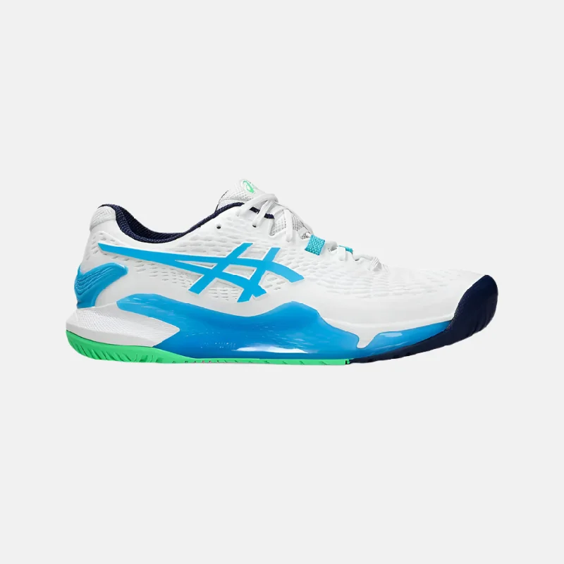 bicycle rotor impact-Asics GEL-RESOLUTION 9 Men's Tennis Shoes -White/Digital Aqua