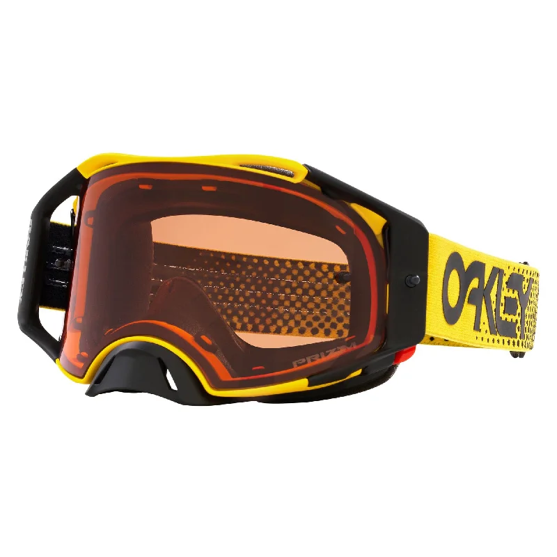 bicycle stem design-OAKLEY AIRBRAKE GOGGLES - MOTO YELLOW B1B (PRIZM MX BRONZE)