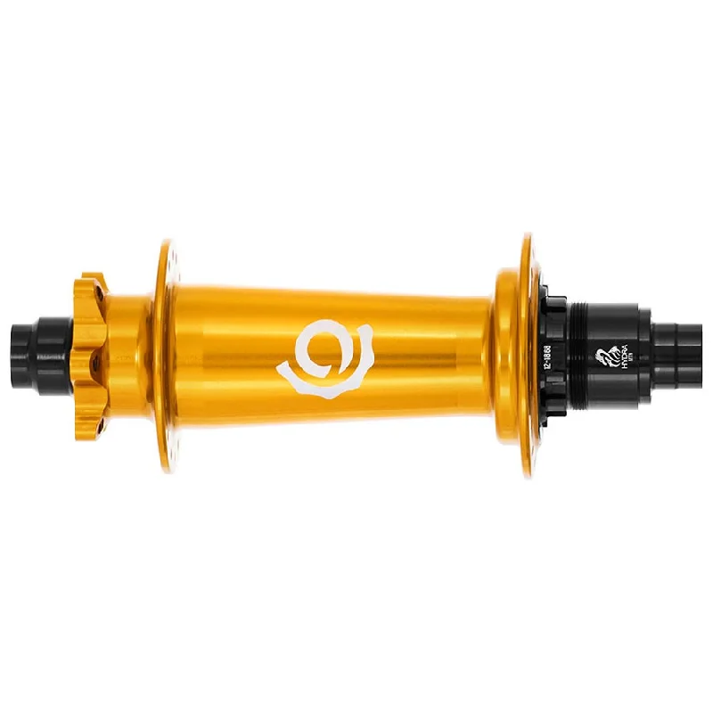 bicycle brake adaptation-Industry Nine Hydra Classic Boost 6B Disc Hub Rear 28H 12mm TA 148mm Shimano Micro Spline Gold