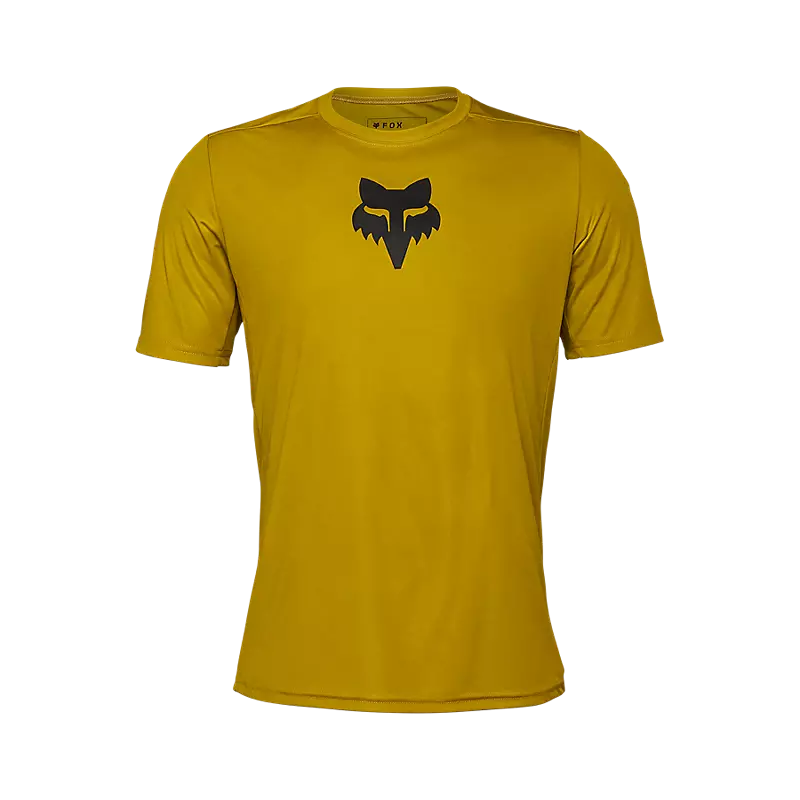 bicycle cleaner personalization-Fox Racing Ranger Short Sleeve MTB Jersey - Lab Head - Mustard