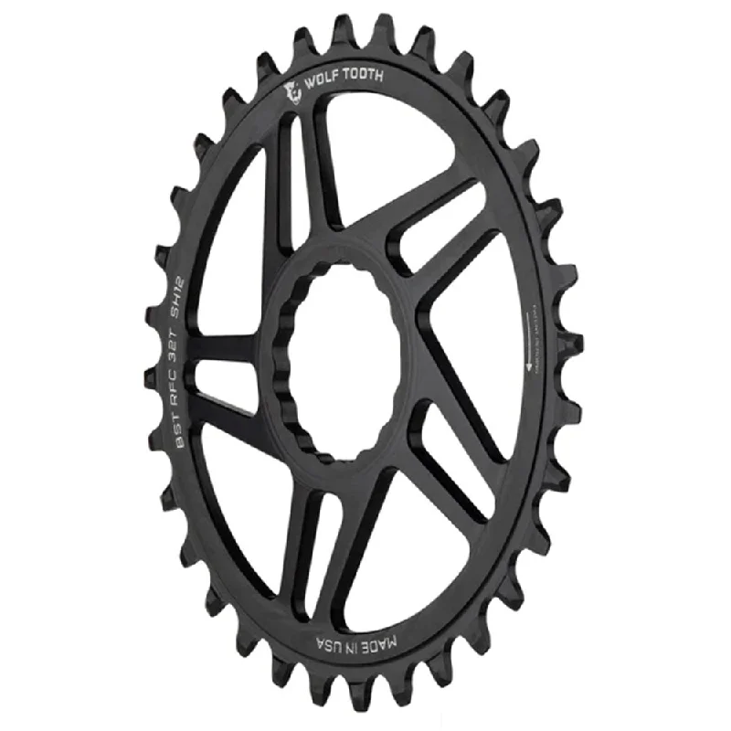 bicycle brake alignment-Wolf Tooth Direct Mount Chainring - 34t RaceFace/Easton CINCH Direct Mount Drop-Stop B For Boost Cranks 3mm Offset BLK