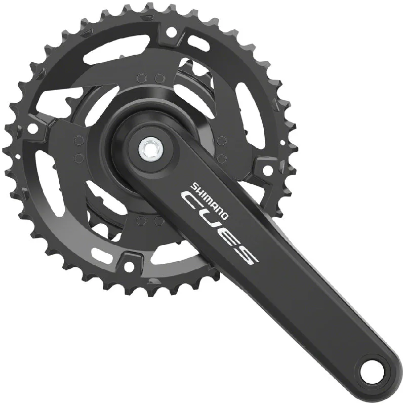 bicycle pedal alignment-Shimano CUES FC-4010-2 Crankset - 175mm 9/10-Speed 46/30t Riveted Hollowtech II Spindle Interface BLK