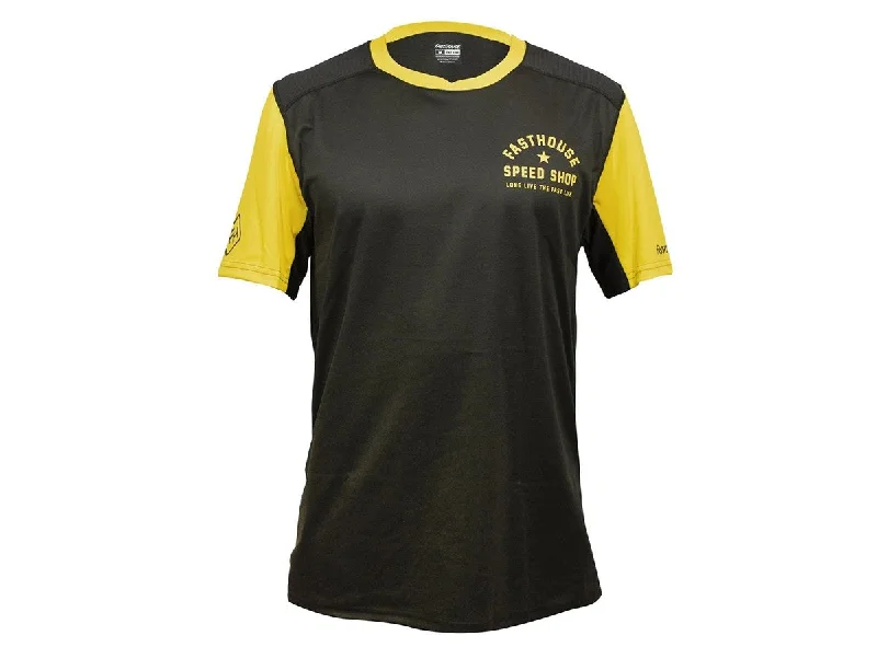 bicycle sidewall calibration-Fasthouse Alloy Star Short Sleeve MTB Jersey - Gold-Black