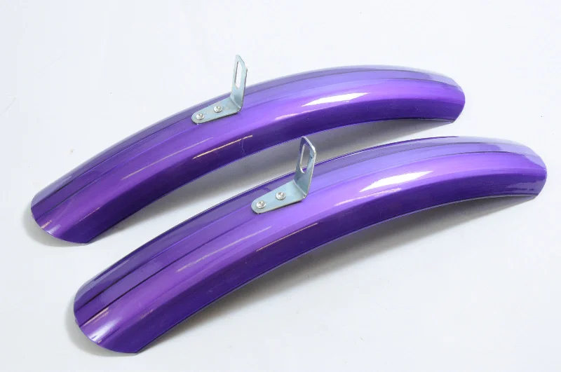 bicycle cleat friction-LADIES SHORTIE WIDE MUDGUARDS FOR MOUNTAIN BIKES & ATB SHINEY PURPLE UK MADE