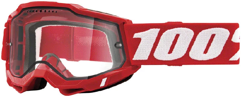 bicycle saddle grip-100% Accuri 2 Enduro MTB Goggles - Neon Red/Clear