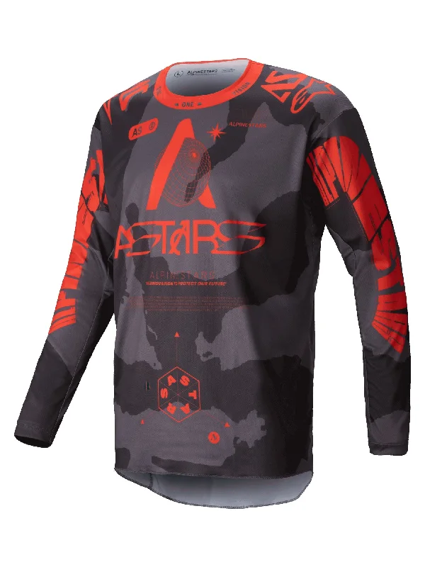 bicycle rotor adaptation-ALPINESTARS 2025 RACER HOLLOW  JERSEY - GREY CAMO ORANGE FLUO