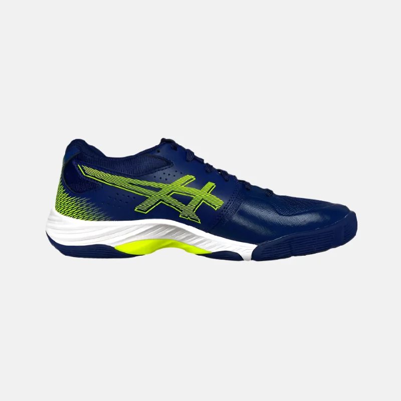 bicycle cleat optimization-Asics Blade FF Men's Badminton Shoes -Blue Expanse/Safety Yellow