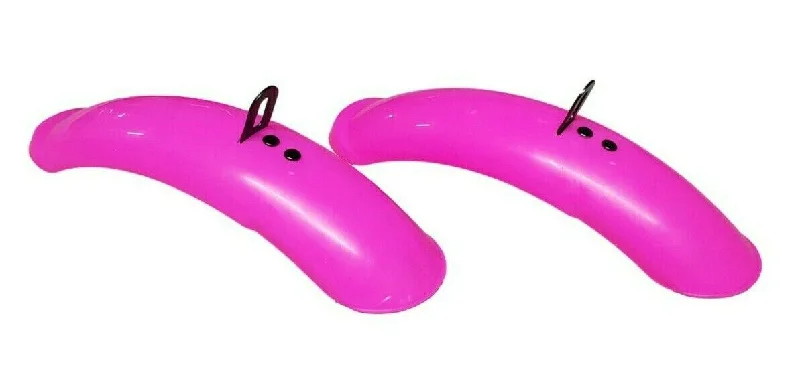 bicycle rust enhancement-Pair Of Pink Shortie Childrens Mudguards Kids 12" 14" 16" Bike 60 x 240mm Easy Fit