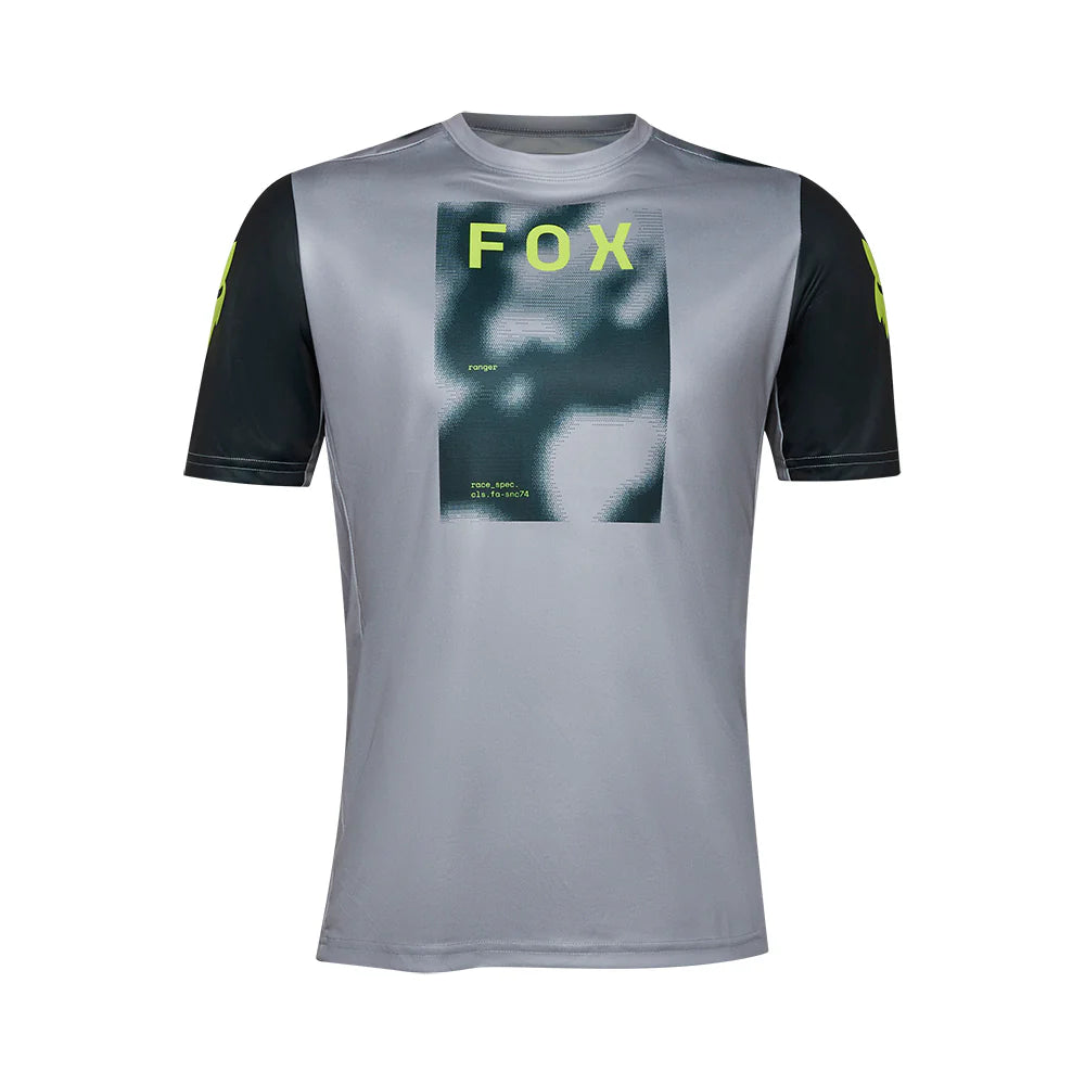 bicycle paint adjustment-Fox Racing Ranger Short Sleeve MTB Race Jersey - Taunt - Steel Gray