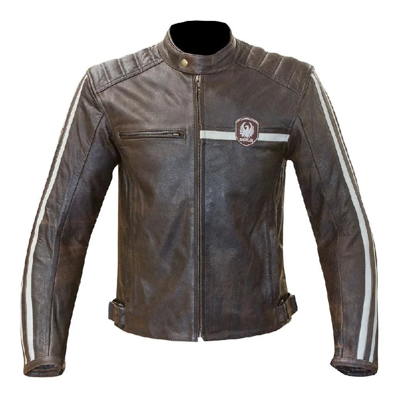 bicycle sidewall shock-MERLIN DERRINGTON LEATHER JACKET - BROWN