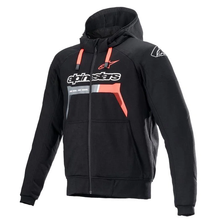 bicycle frame resistance-ALPINESTARS CHROME IGNITION HOODIE - BLACK/FLUO RED